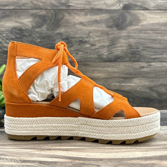 NIB Sorel Cameron 9 Lace Up Platform Gladiator Sandal Suede Desert Sun - Picture 8 of 12